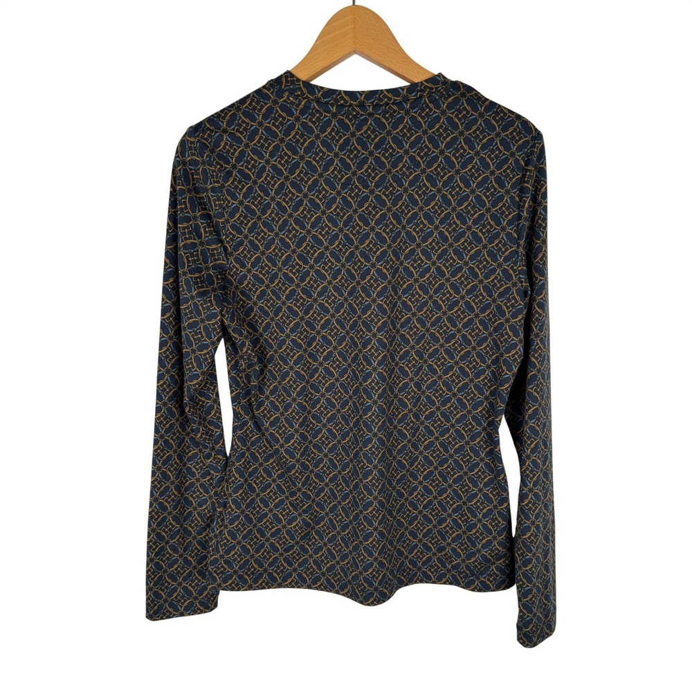Brooks Brothers Equestrian Chain‎ Link Long Sleeve Knit Top Womens M Navy Gold - Picture 6 of 7